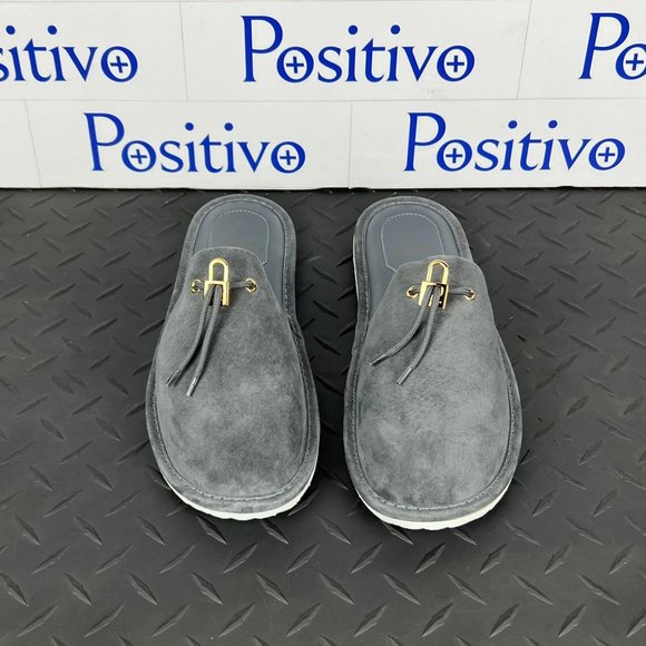 Buscemi Mens Greenwich Grey Leather Slippers US 9 - Picture 3 of 9